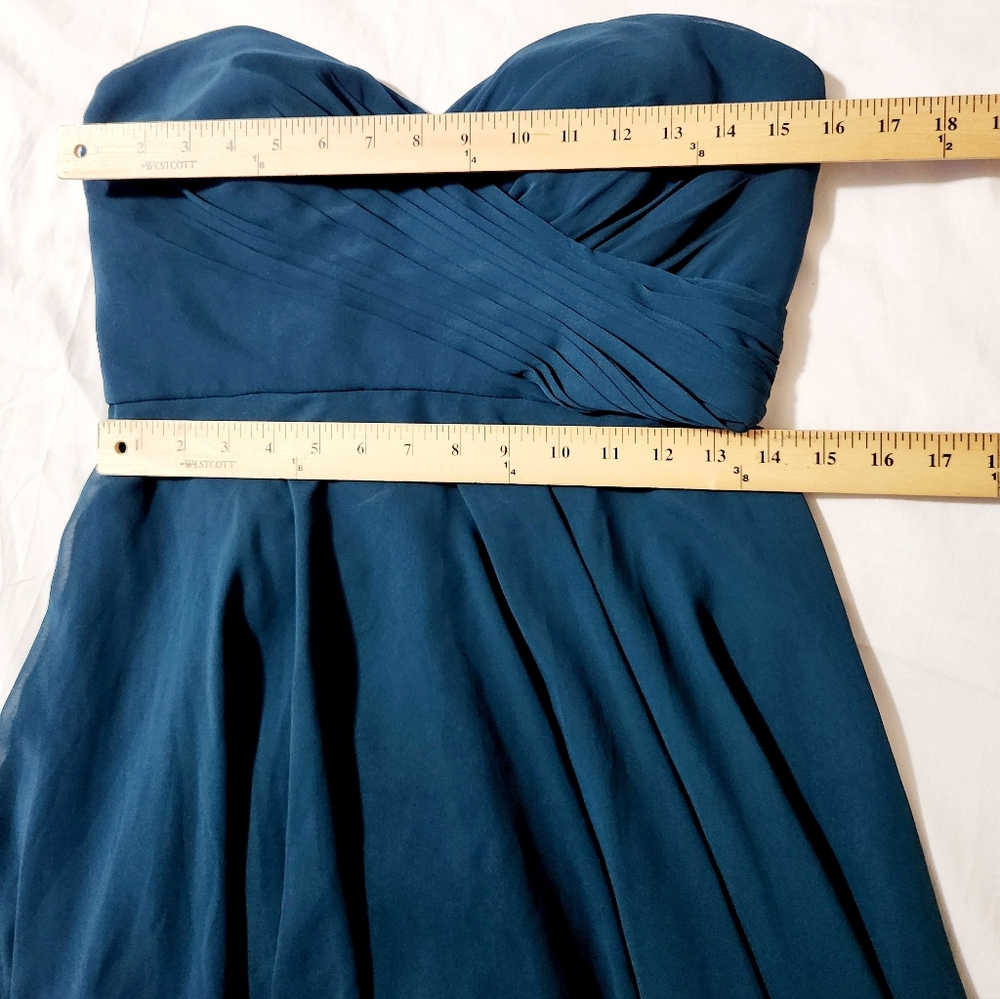 Jenny Yoo Aidan strapless chiffon gown ceil blue - Picture 6 of 8
